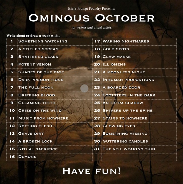 A list of Ominous October prompts from The Prompt Foundry